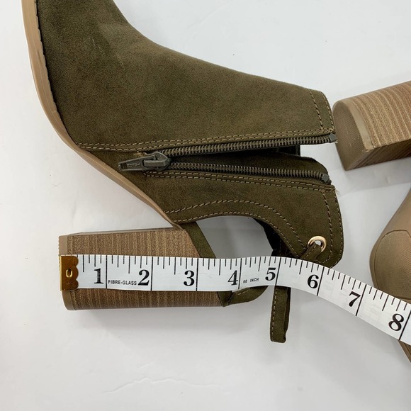 LC Lauren Conrad Boots Womens 8M Ankle Booties Peep Toe Block Heels Olive Green - Picture 9 of 10